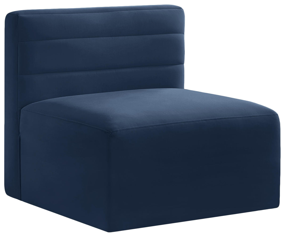 Quincy Navy Velvet Modular Armless Chair - galleria furniture outlet