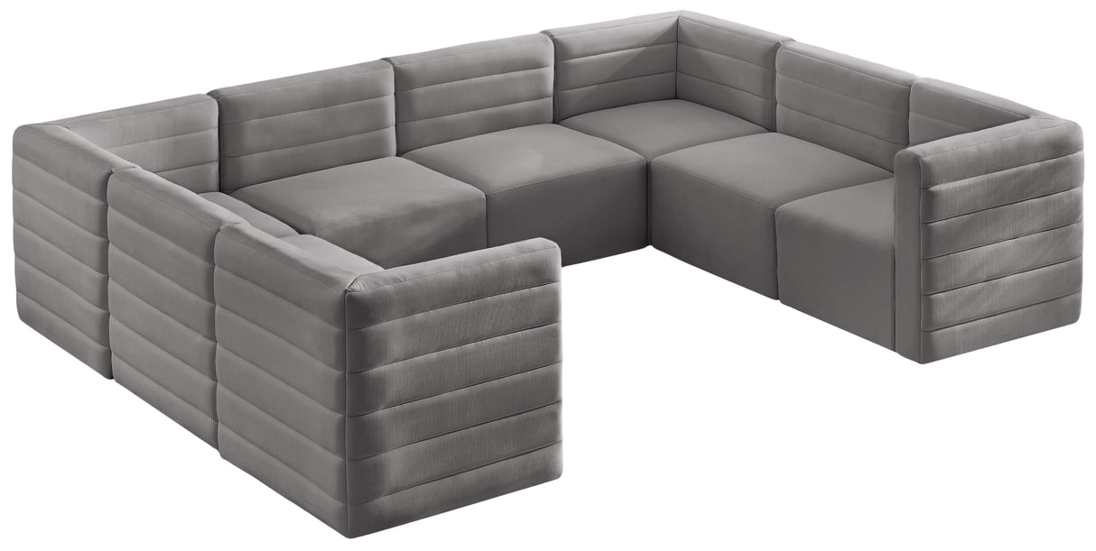 Quincy Grey Velvet Modular Sectional - galleria furniture outlet