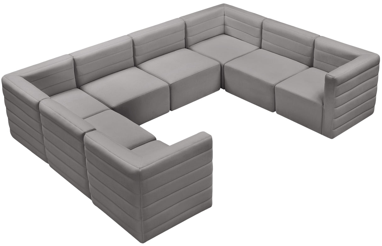 Quincy Grey Velvet Modular Sectional - galleria furniture outlet