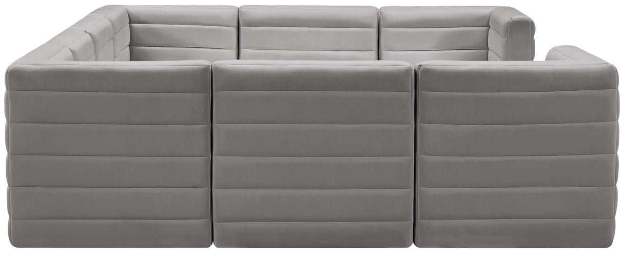 Quincy Grey Velvet Modular Sectional - galleria furniture outlet