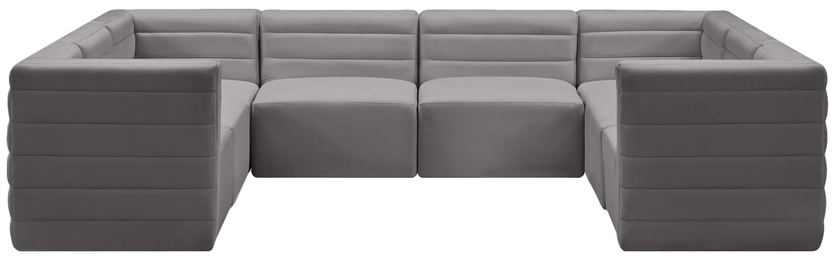Quincy Grey Velvet Modular Sectional - galleria furniture outlet