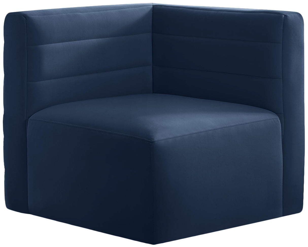Quincy Navy Velvet Modular Corner Chair - galleria furniture outlet