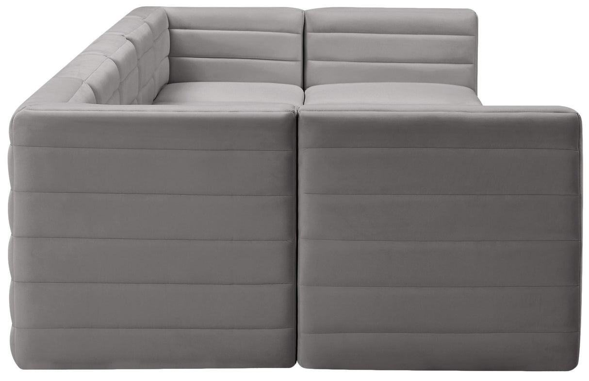Quincy Grey Velvet Modular Sectional - galleria furniture outlet