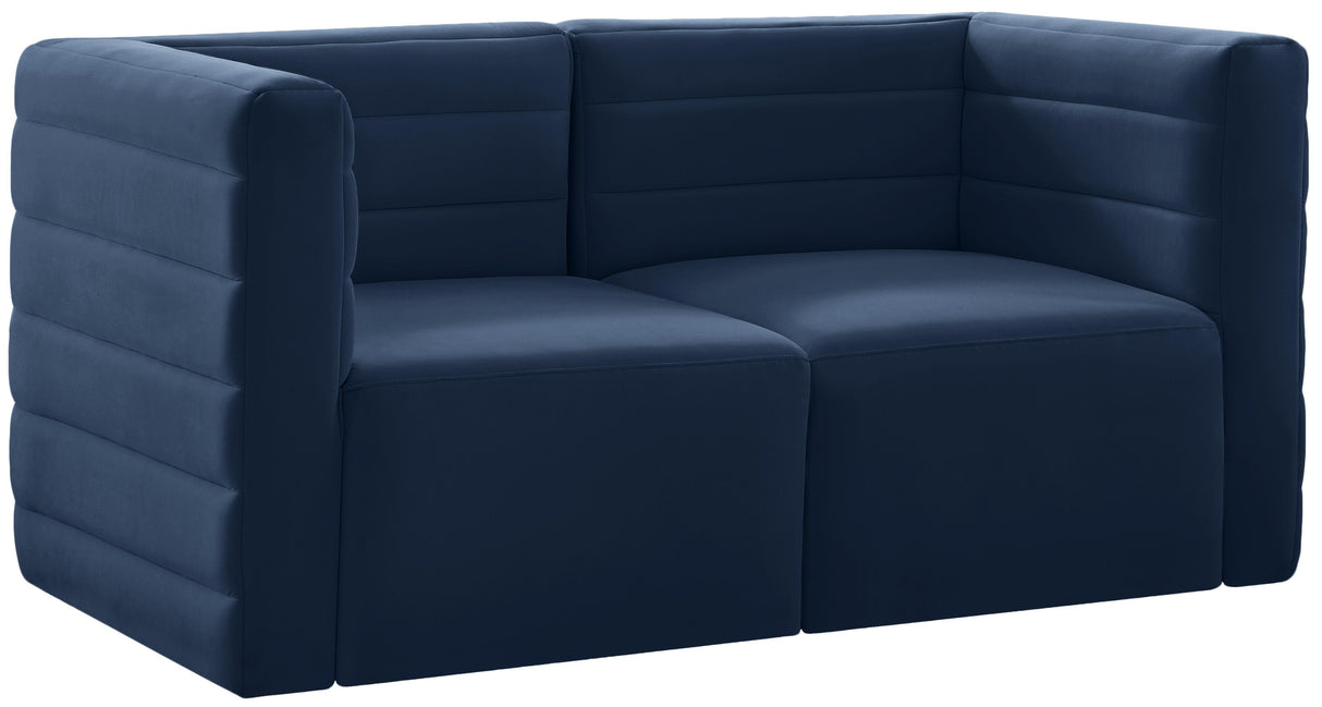 Quincy Navy Velvet Modular Sofa - galleria furniture outlet