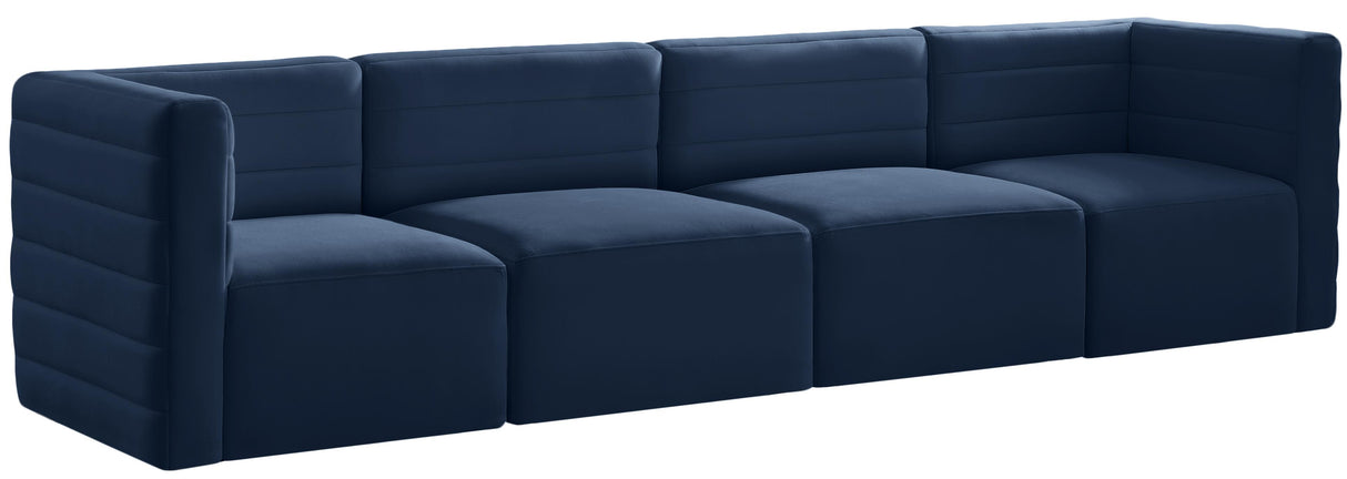 Quincy Navy Velvet Modular Sofa - galleria furniture outlet