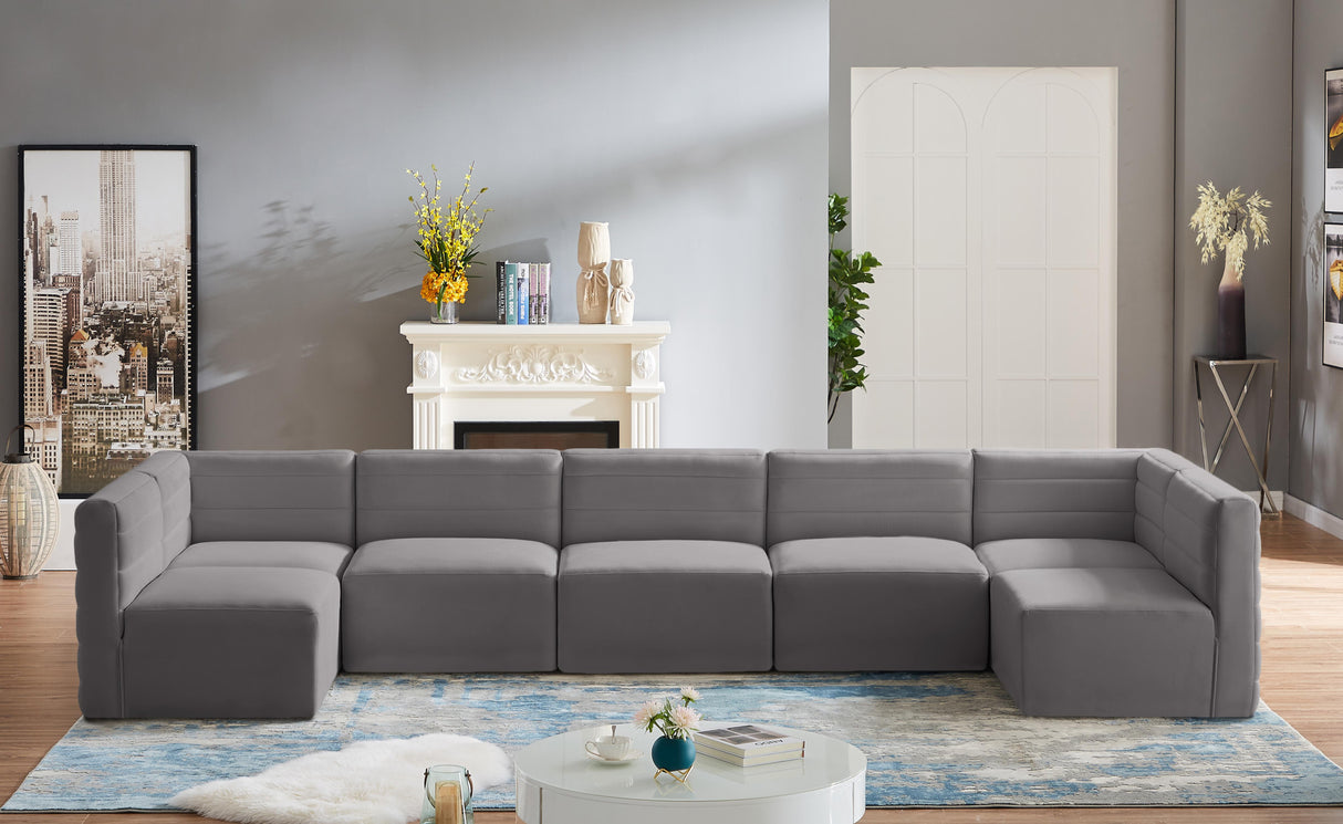 Quincy Grey Velvet Modular Sectional - galleria furniture outlet