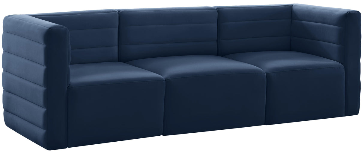 Quincy Navy Velvet Modular Sofa - galleria furniture outlet