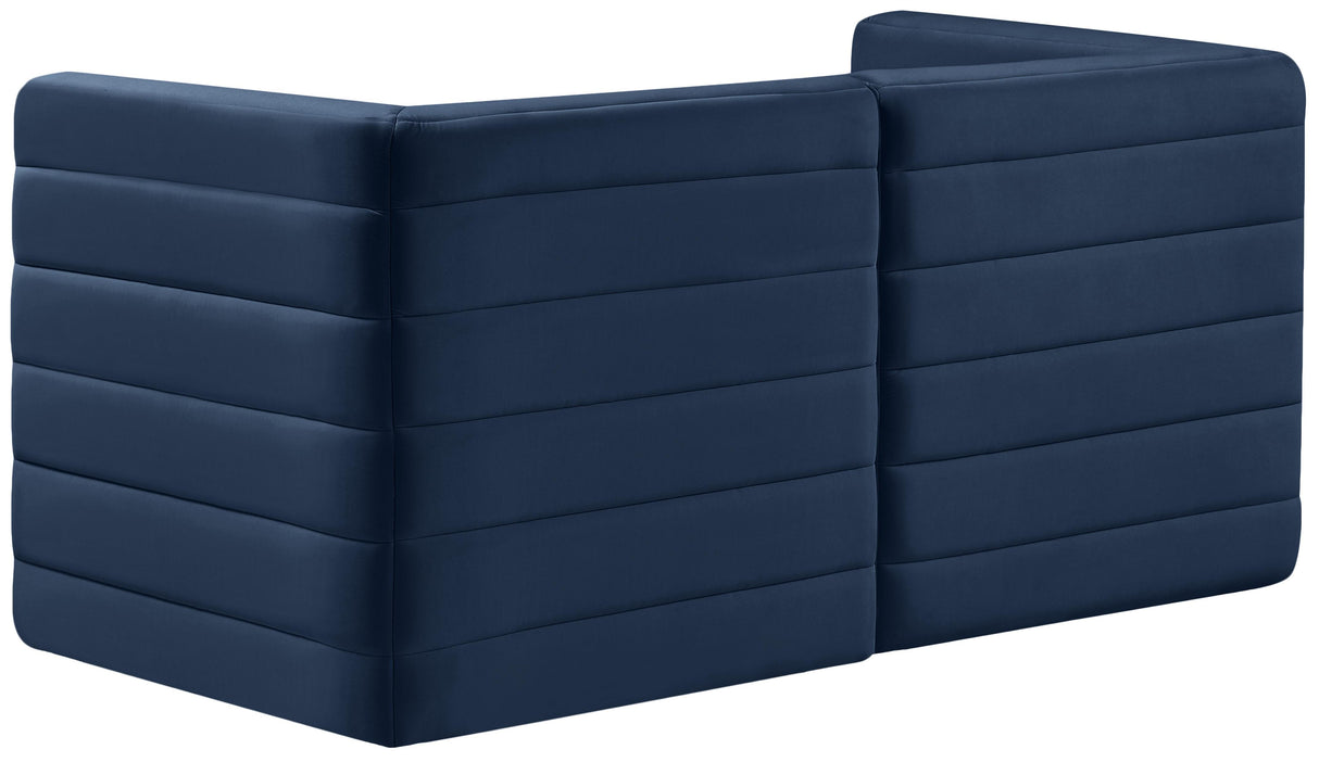 Quincy Navy Velvet Modular Sofa - galleria furniture outlet