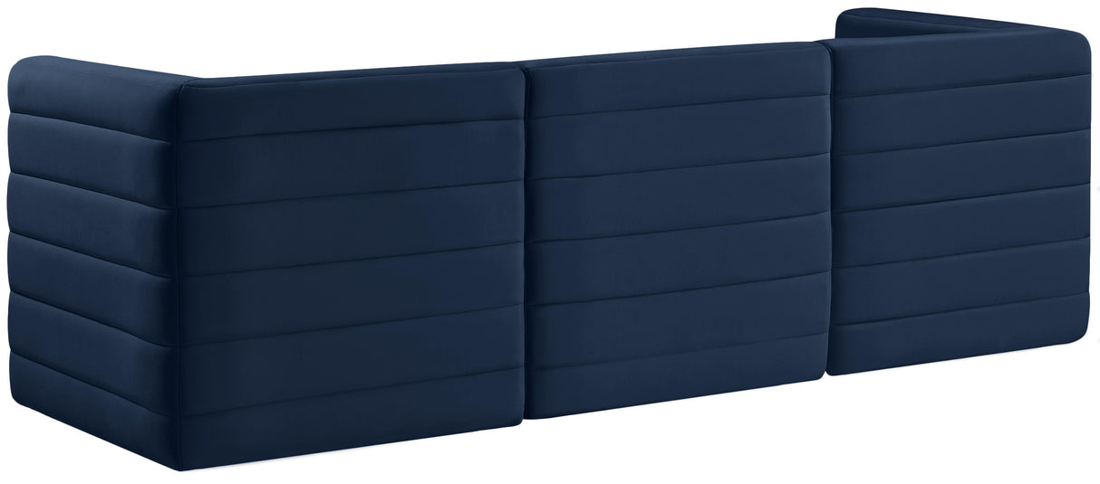 Quincy Navy Velvet Modular Sofa - galleria furniture outlet