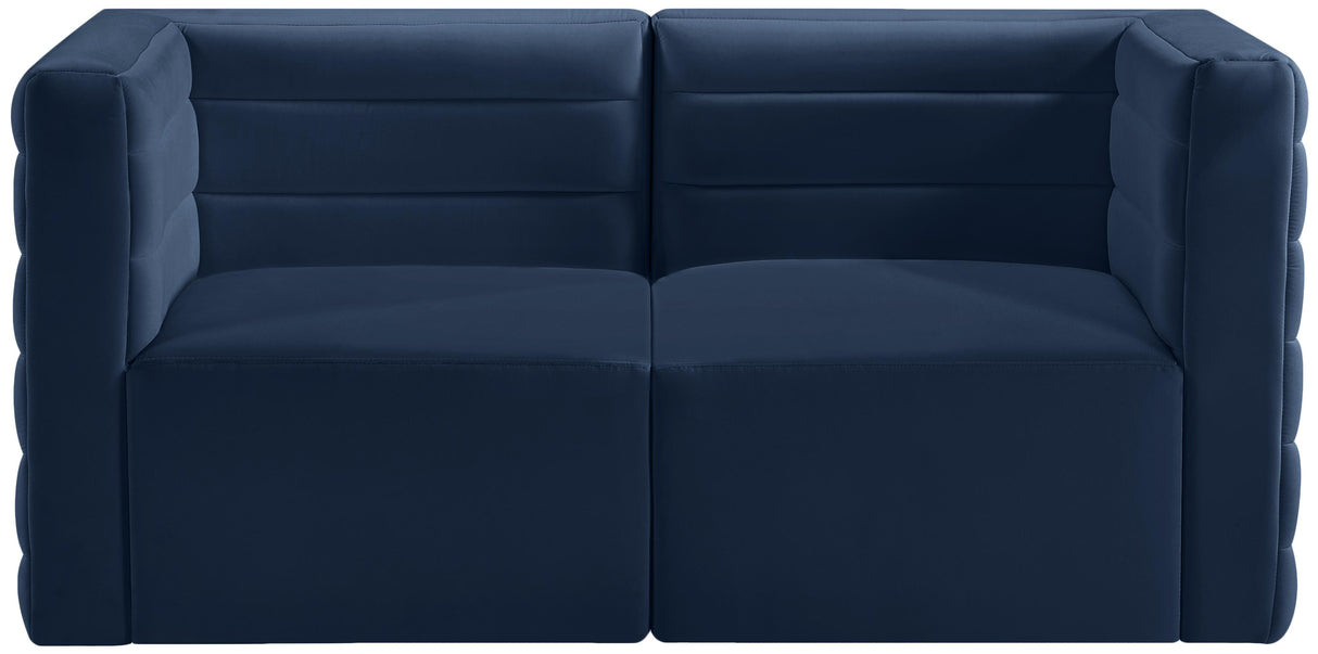 Quincy Navy Velvet Modular Sofa - galleria furniture outlet
