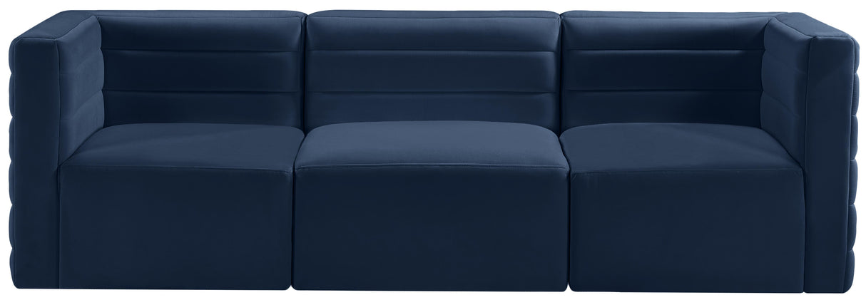 Quincy Navy Velvet Modular Sofa - galleria furniture outlet