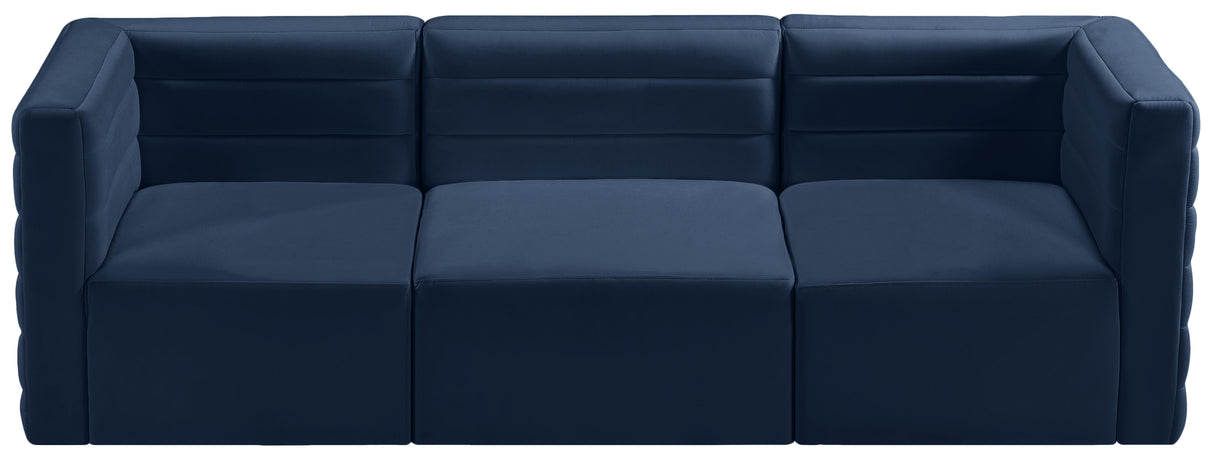 Quincy Navy Velvet Modular Sofa - galleria furniture outlet