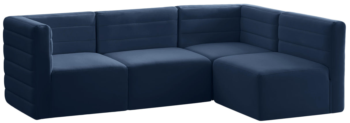 Quincy Navy Velvet Modular Sectional - galleria furniture outlet
