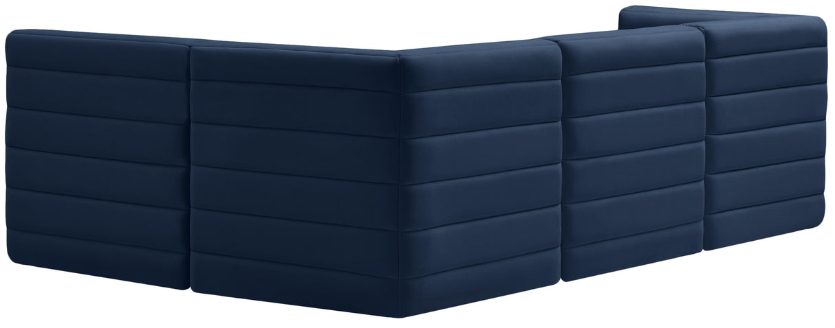 Quincy Navy Velvet Modular Sectional - galleria furniture outlet