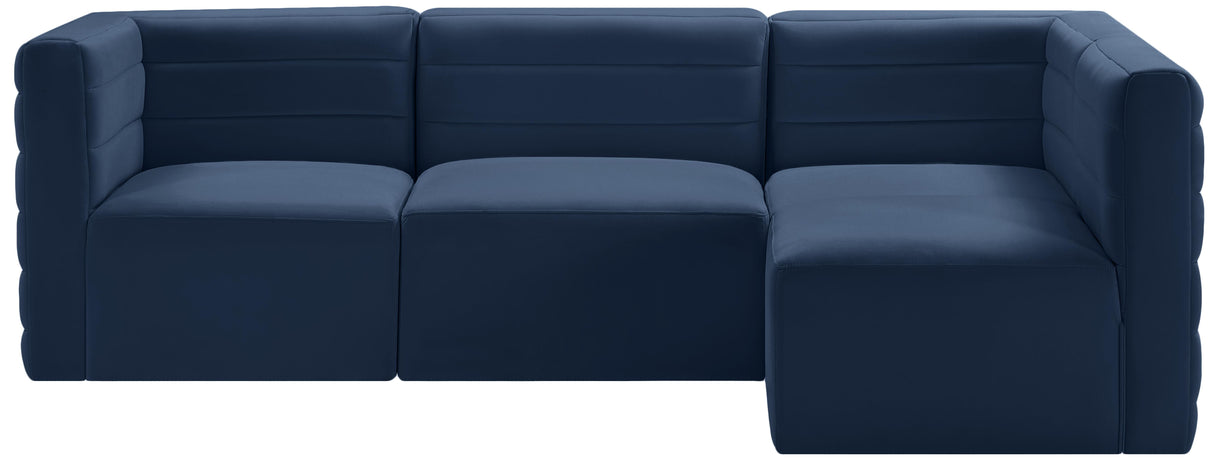 Quincy Navy Velvet Modular Sectional - galleria furniture outlet
