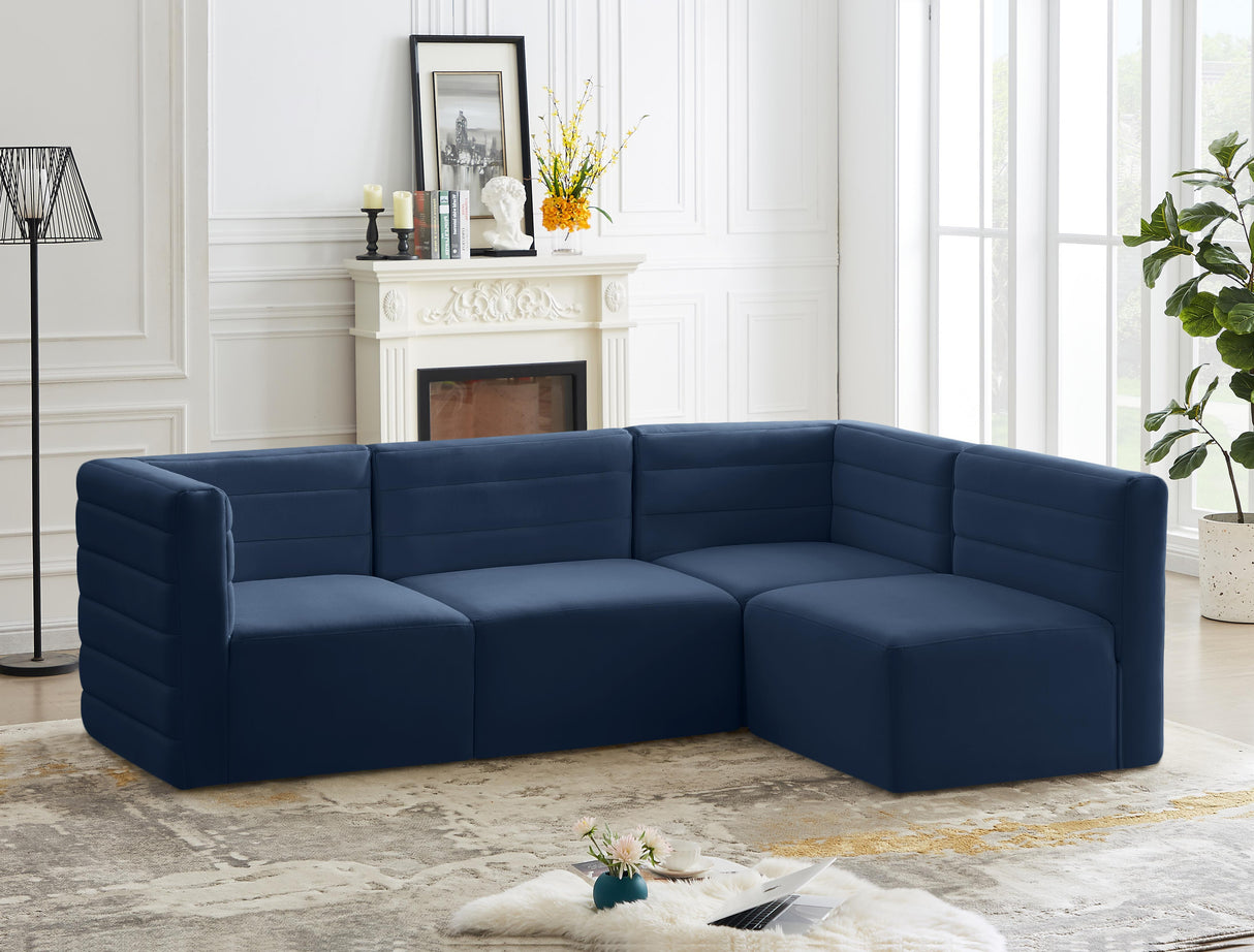 Quincy Navy Velvet Modular Sectional - galleria furniture outlet