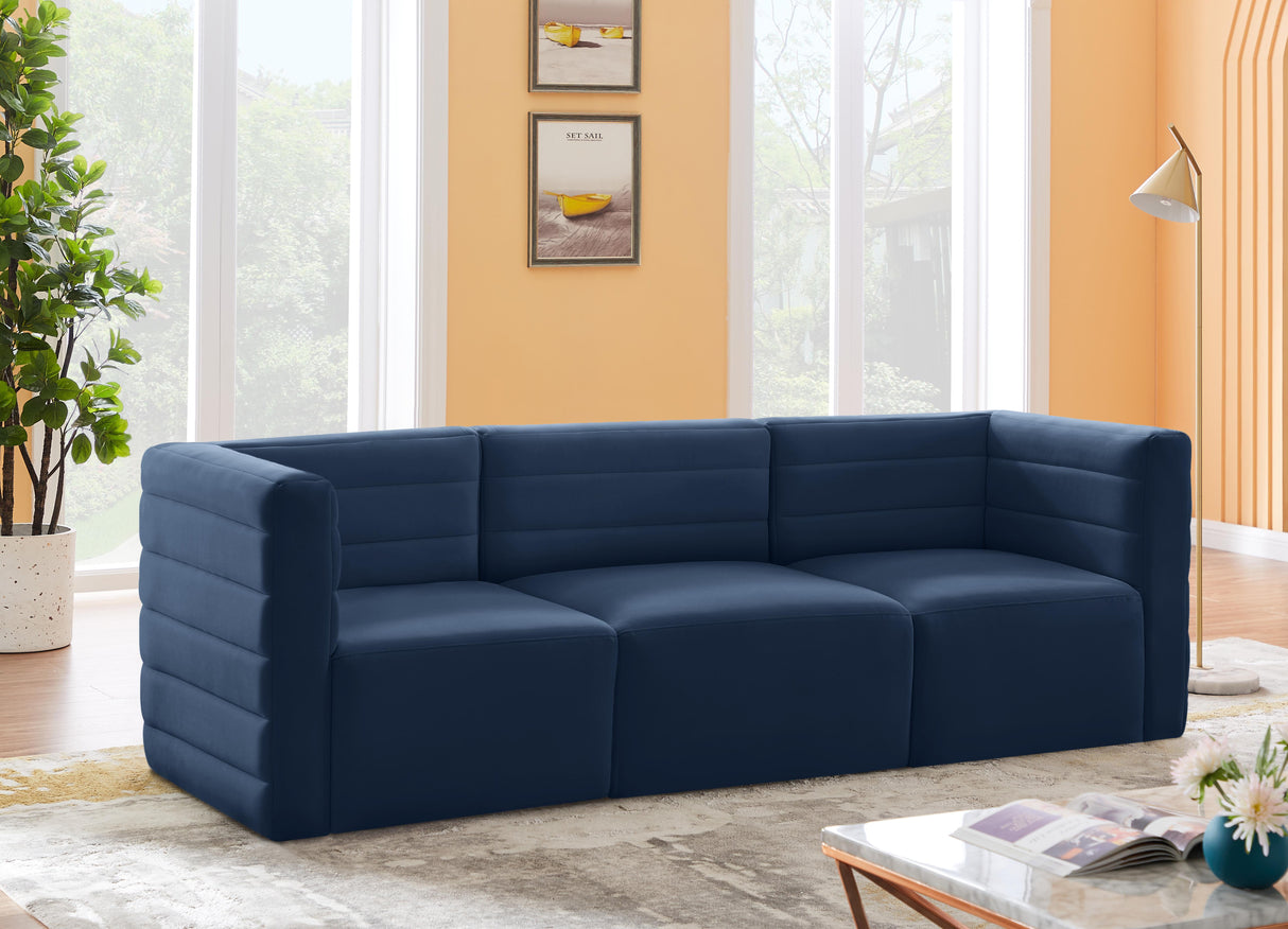 Quincy Navy Velvet Modular Sofa - galleria furniture outlet