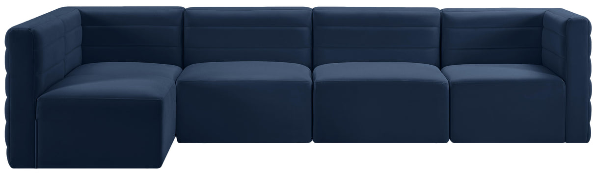Quincy Navy Velvet Modular Sectional - galleria furniture outlet