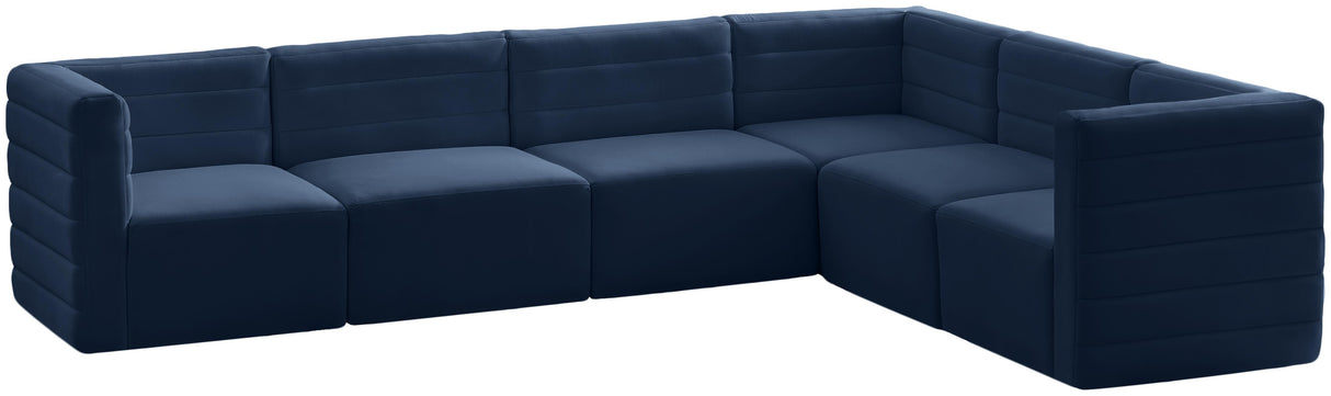 Quincy Navy Velvet Modular Sectional - galleria furniture outlet