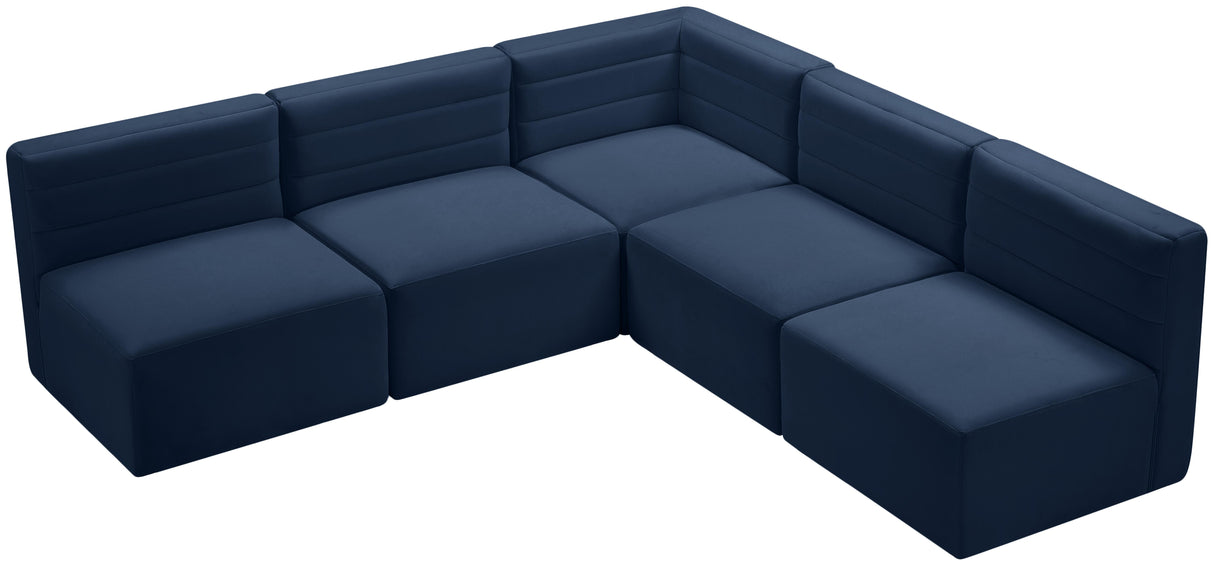Quincy Navy Velvet Modular Sectional - galleria furniture outlet