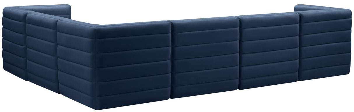 Quincy Navy Velvet Modular Sectional - galleria furniture outlet