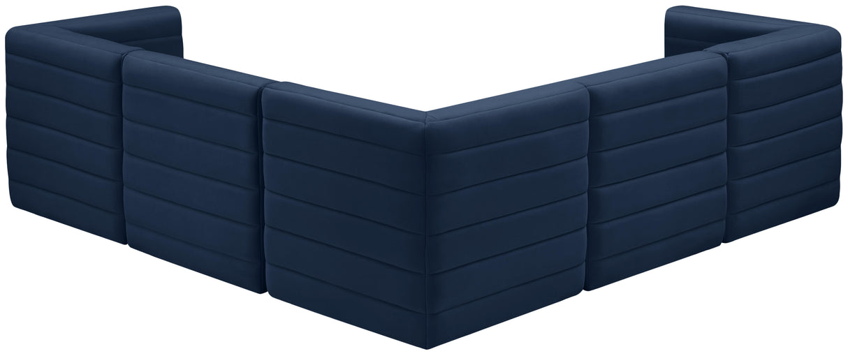 Quincy Navy Velvet Modular Sectional - galleria furniture outlet
