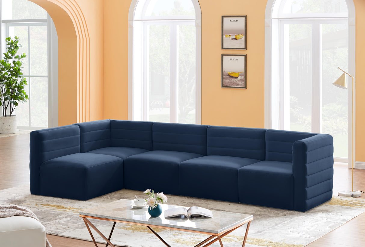 Quincy Navy Velvet Modular Sectional - galleria furniture outlet
