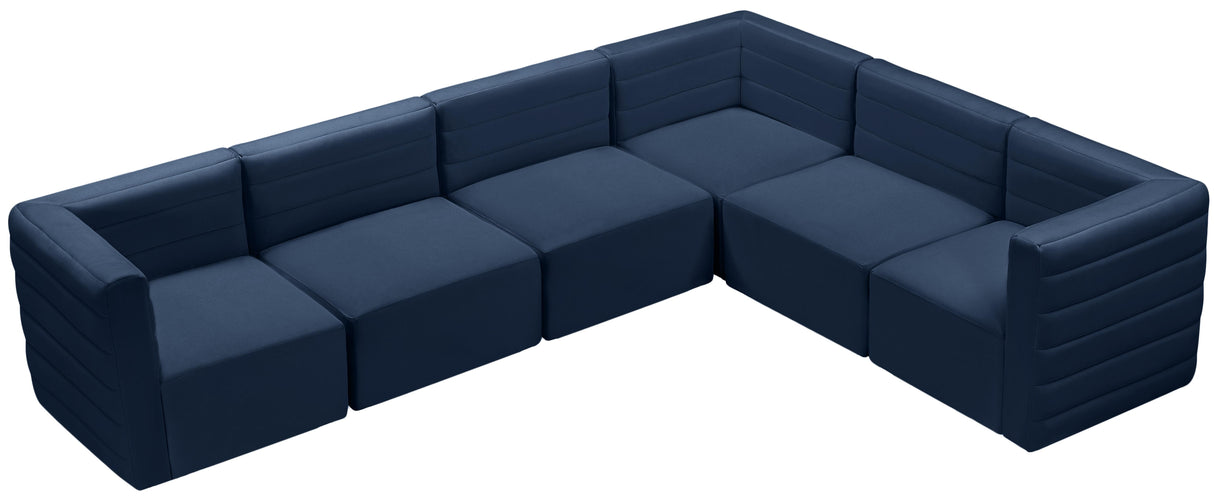 Quincy Navy Velvet Modular Sectional - galleria furniture outlet