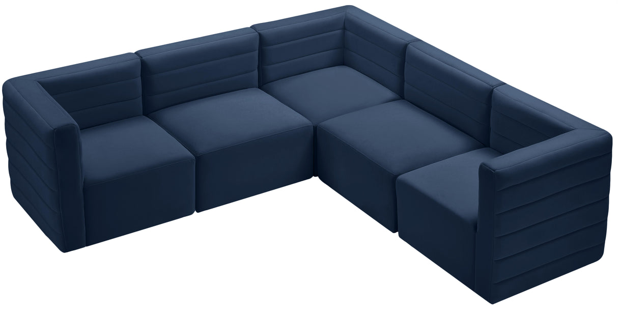 Quincy Navy Velvet Modular Sectional - galleria furniture outlet