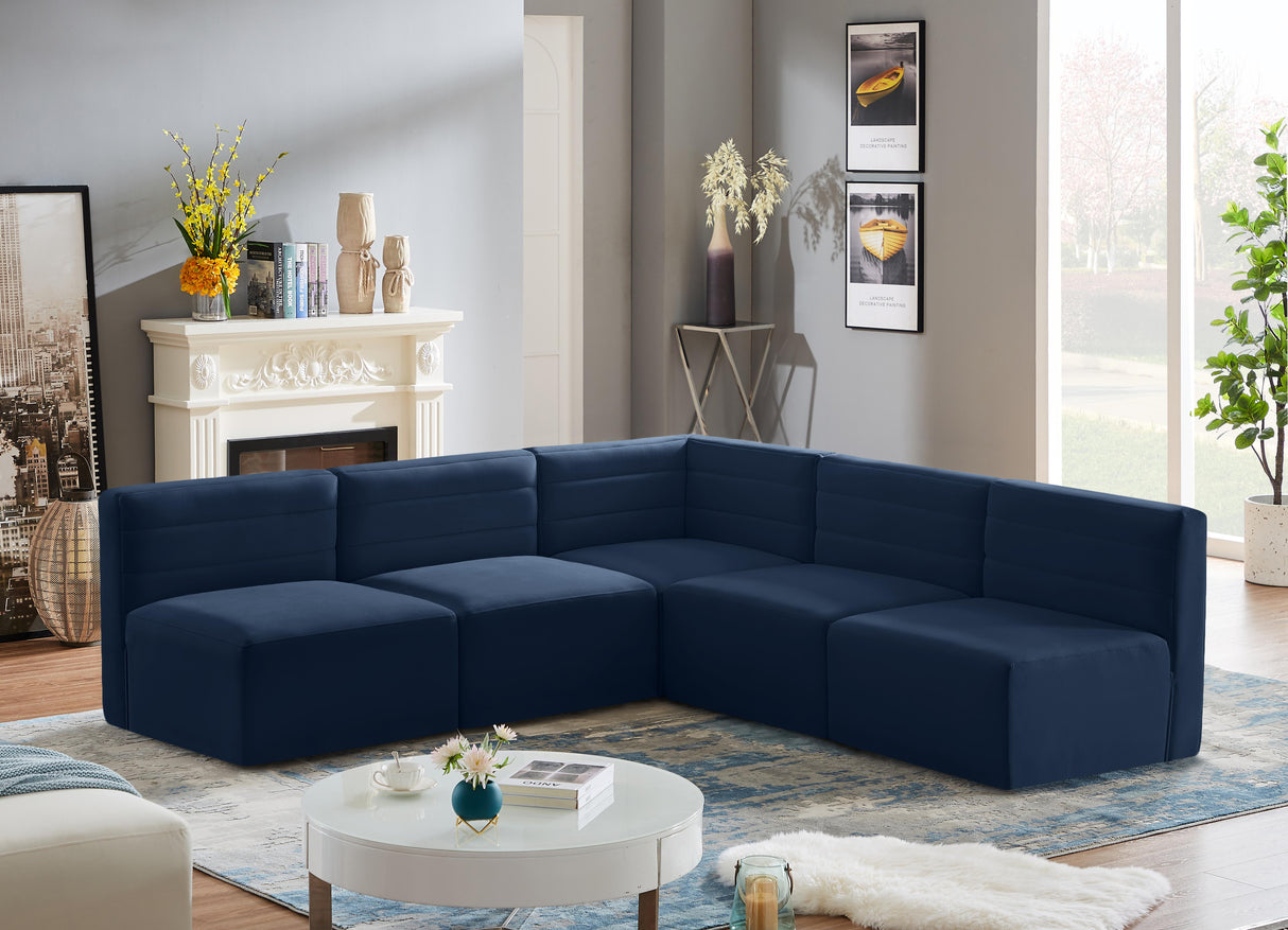 Quincy Navy Velvet Modular Sectional - galleria furniture outlet