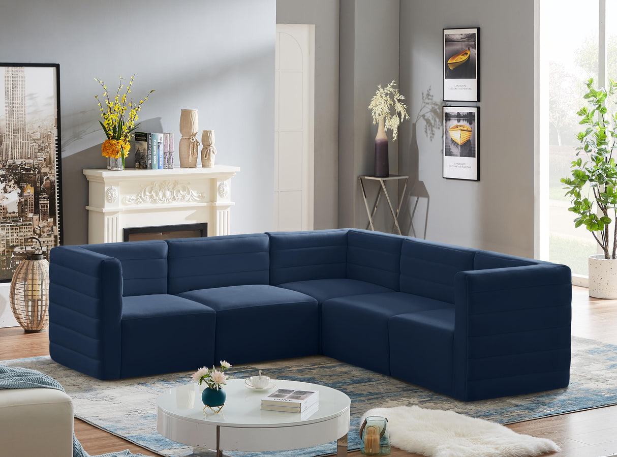 Quincy Navy Velvet Modular Sectional - galleria furniture outlet