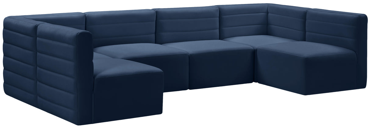 Quincy Navy Velvet Modular Sectional - galleria furniture outlet