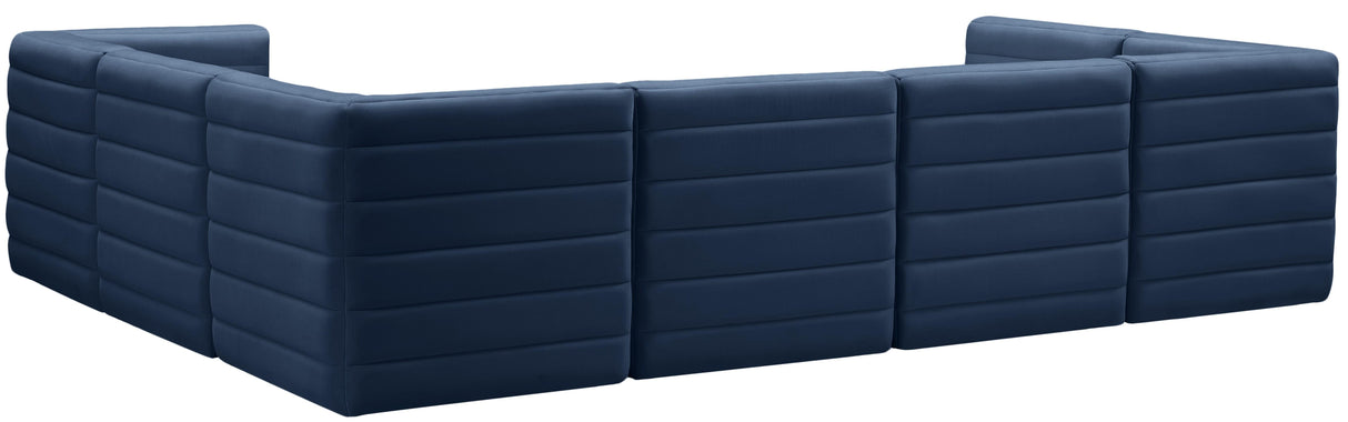 Quincy Navy Velvet Modular Sectional - galleria furniture outlet