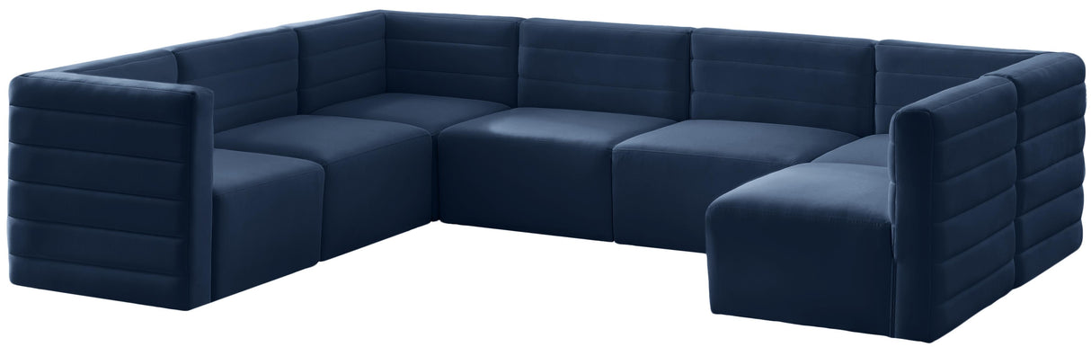 Quincy Navy Velvet Modular Sectional - galleria furniture outlet