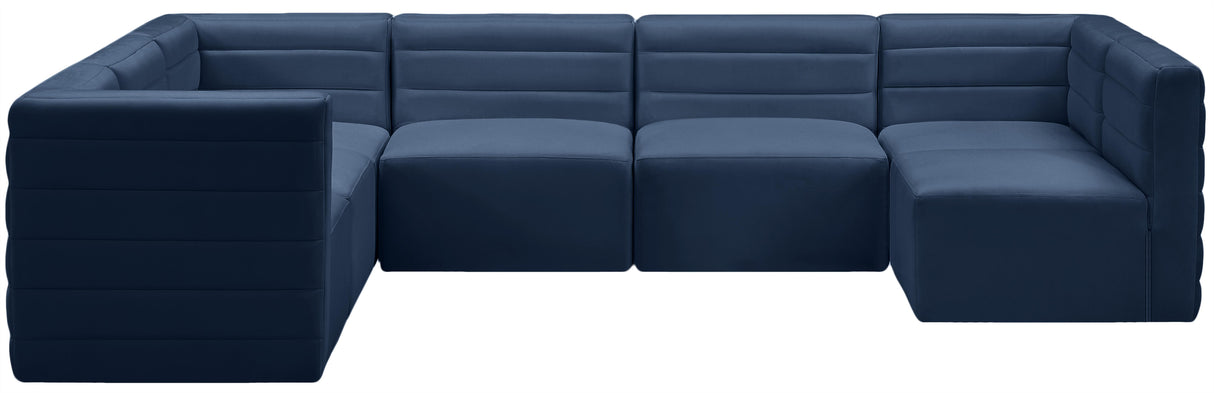 Quincy Navy Velvet Modular Sectional - galleria furniture outlet