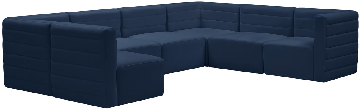 Quincy Navy Velvet Modular Sectional - galleria furniture outlet