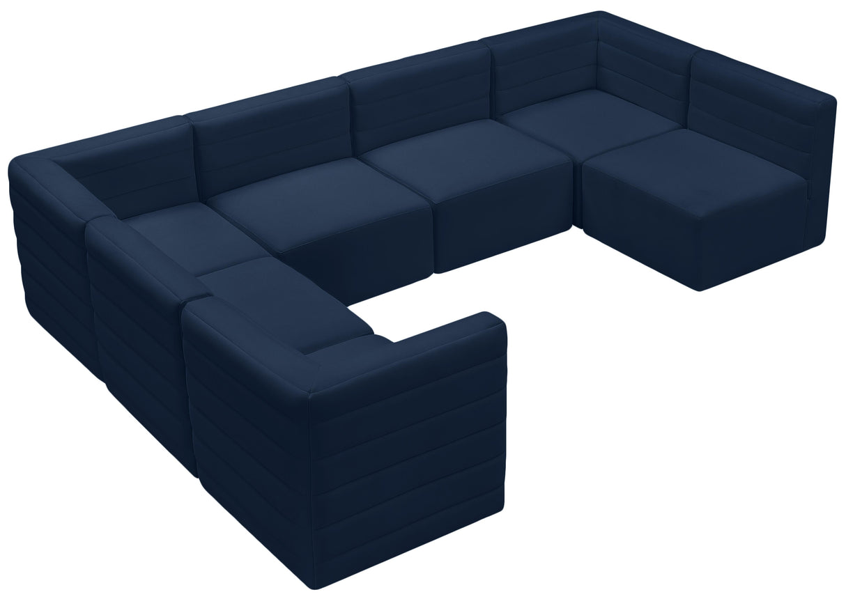 Quincy Navy Velvet Modular Sectional - galleria furniture outlet