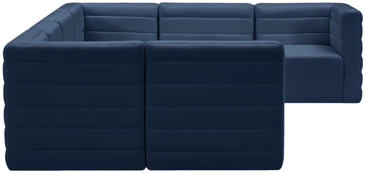 Quincy Navy Velvet Modular Sectional - galleria furniture outlet
