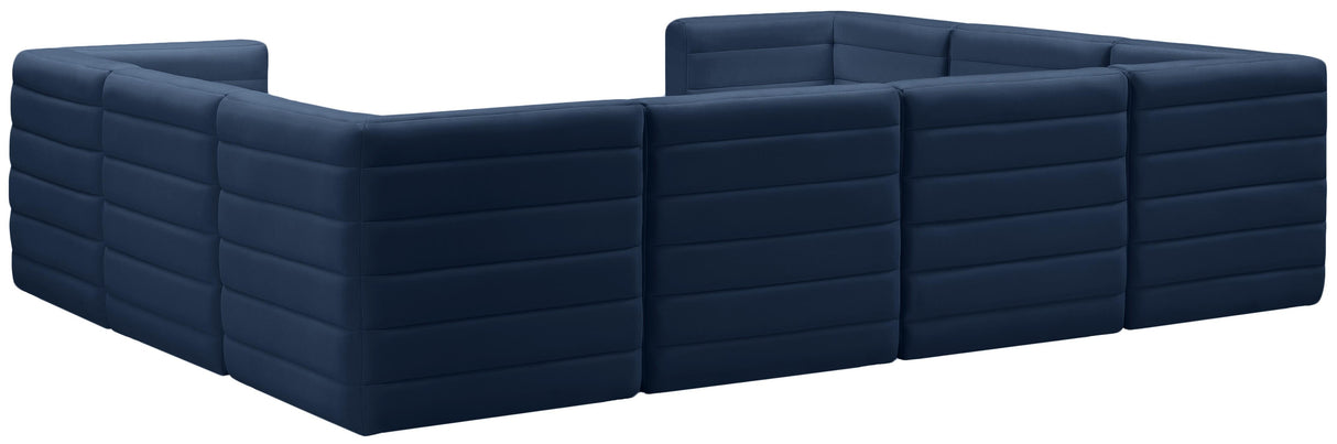 Quincy Navy Velvet Modular Sectional - galleria furniture outlet