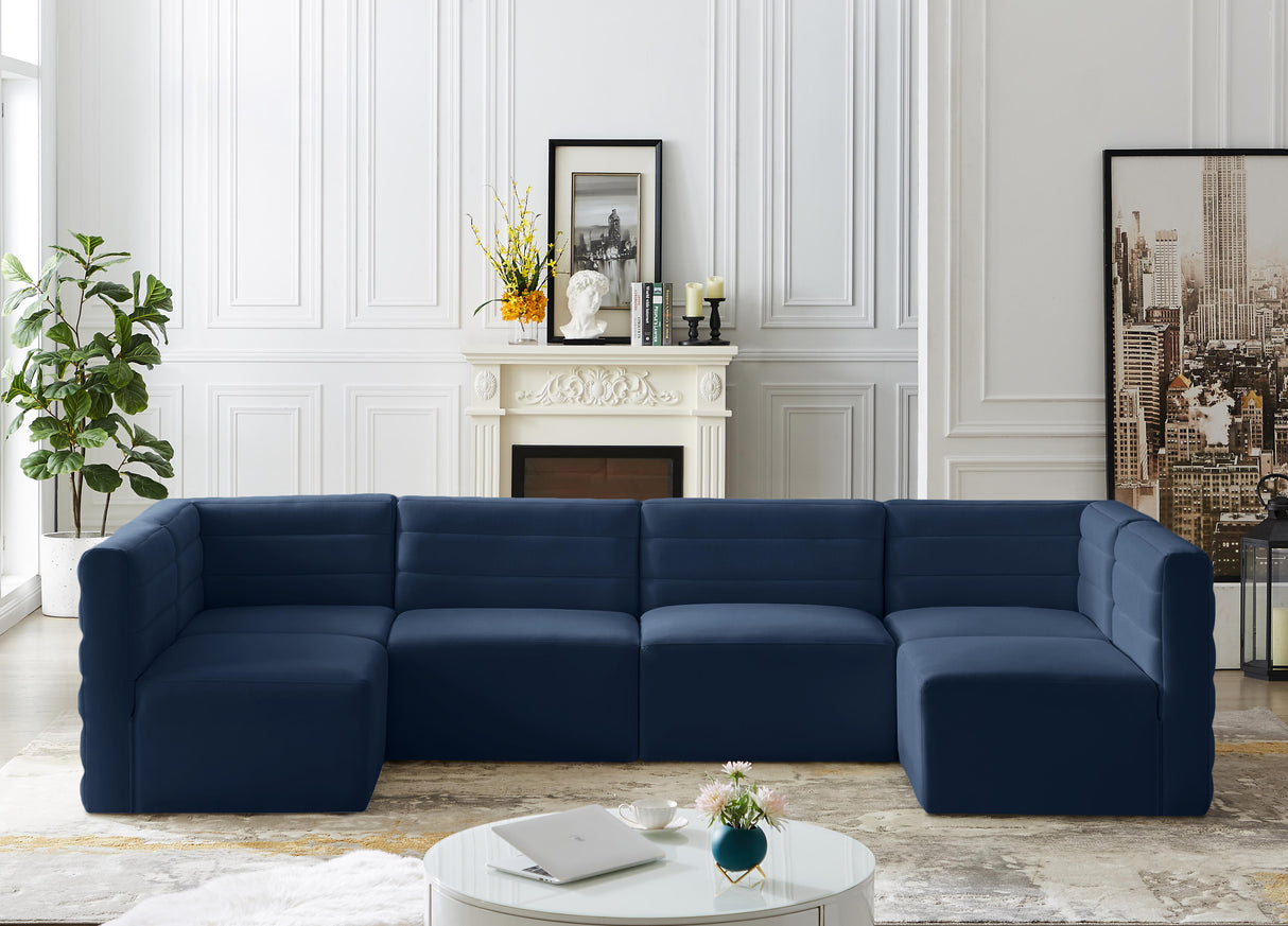 Quincy Navy Velvet Modular Sectional - galleria furniture outlet