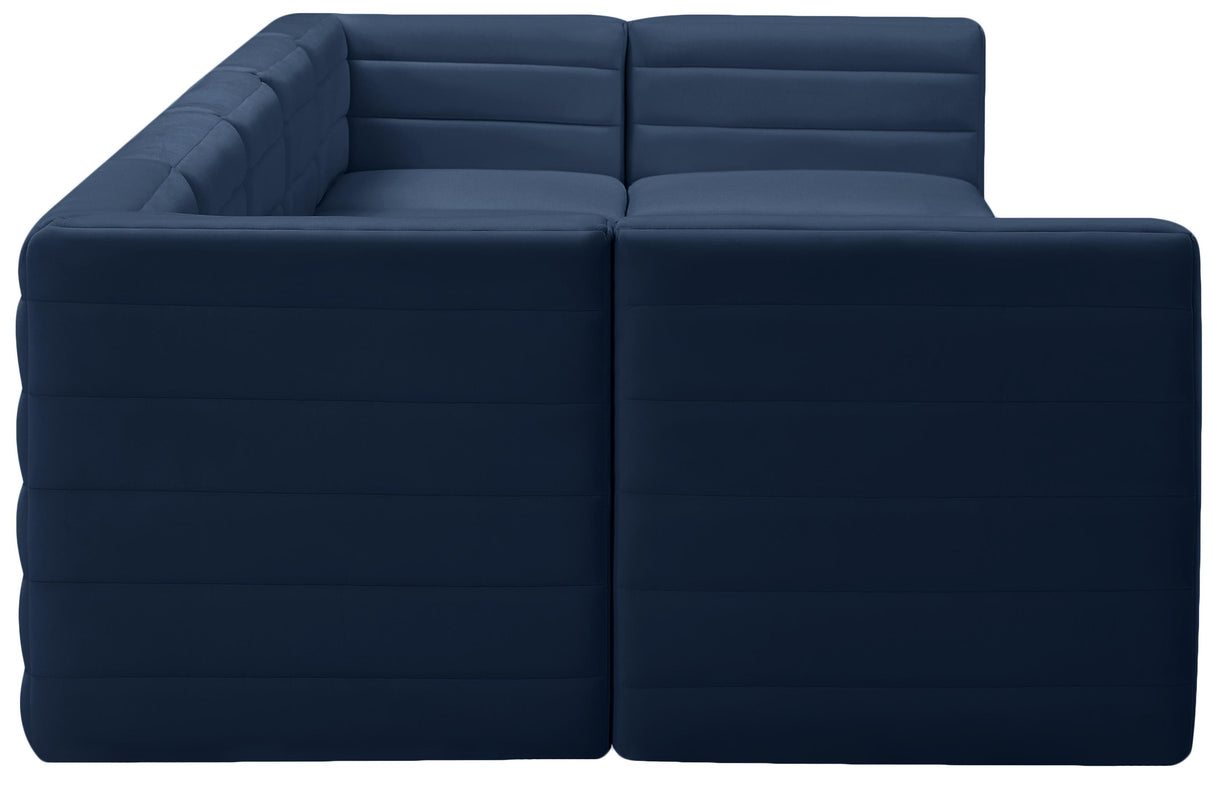 Quincy Navy Velvet Modular Sectional - galleria furniture outlet