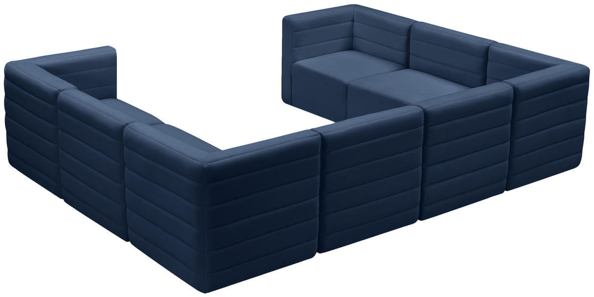 Quincy Navy Velvet Modular Sectional - galleria furniture outlet