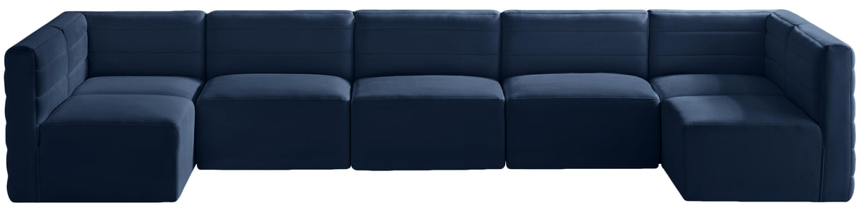 Quincy Navy Velvet Modular Sectional - galleria furniture outlet