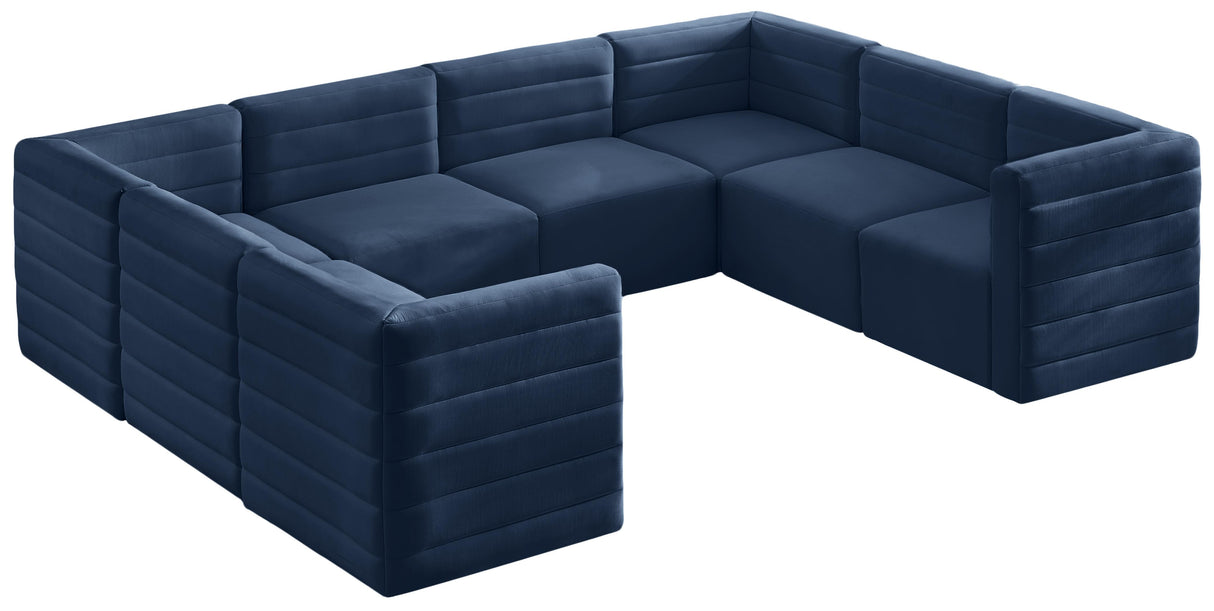 Quincy Navy Velvet Modular Sectional - galleria furniture outlet