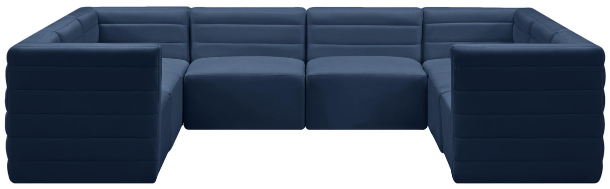 Quincy Navy Velvet Modular Sectional - galleria furniture outlet