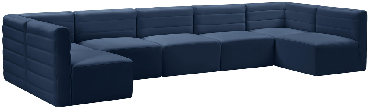 Quincy Navy Velvet Modular Sectional - galleria furniture outlet