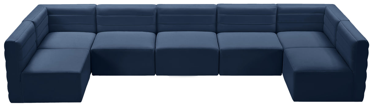 Quincy Navy Velvet Modular Sectional - galleria furniture outlet