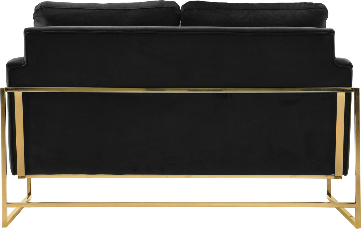 Mila Black Velvet Loveseat - galleria furniture outlet