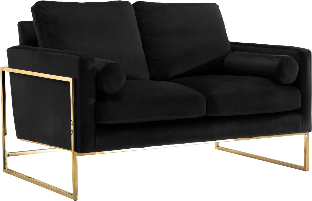 Mila Black Velvet Loveseat - galleria furniture outlet