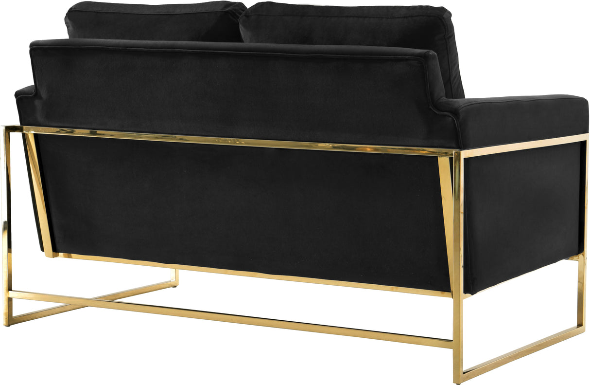 Mila Black Velvet Loveseat - galleria furniture outlet